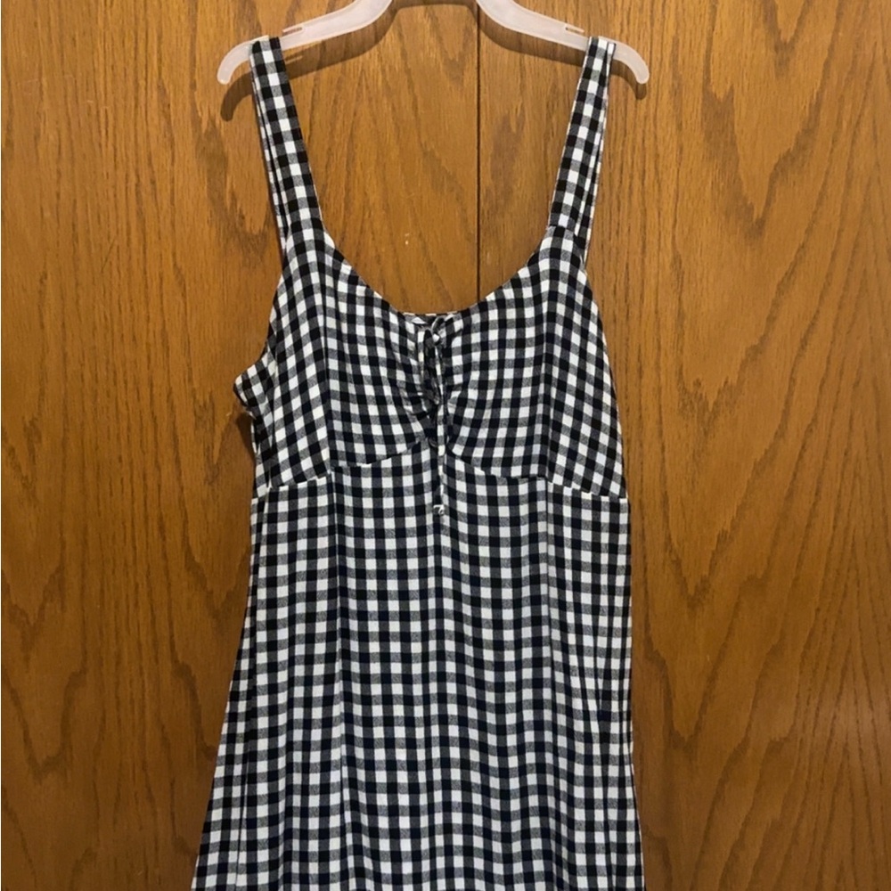 SO Black and White Checkered Long Dress